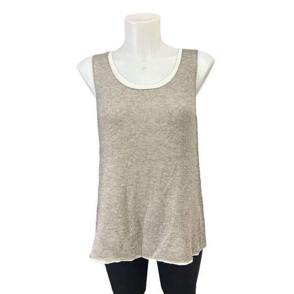 Eileen Fisher Wool‎ Blend Knit beige White Scoop Neck Tank Top sz small - Picture 1 of 9